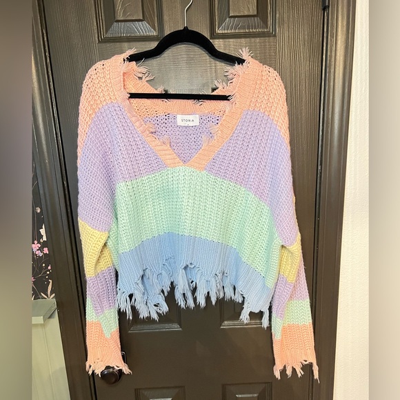 Storia Sweaters - Storia Pink and Purple Knit Sweater